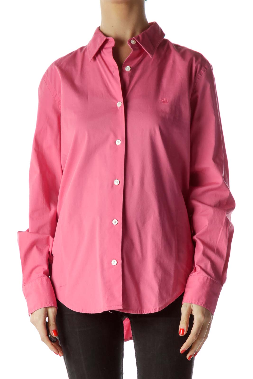 Pink Collared Long Sleeve Buttoned Shirt