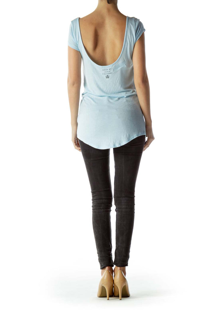 Light Blue Jersey Knit Short Sleeve Top