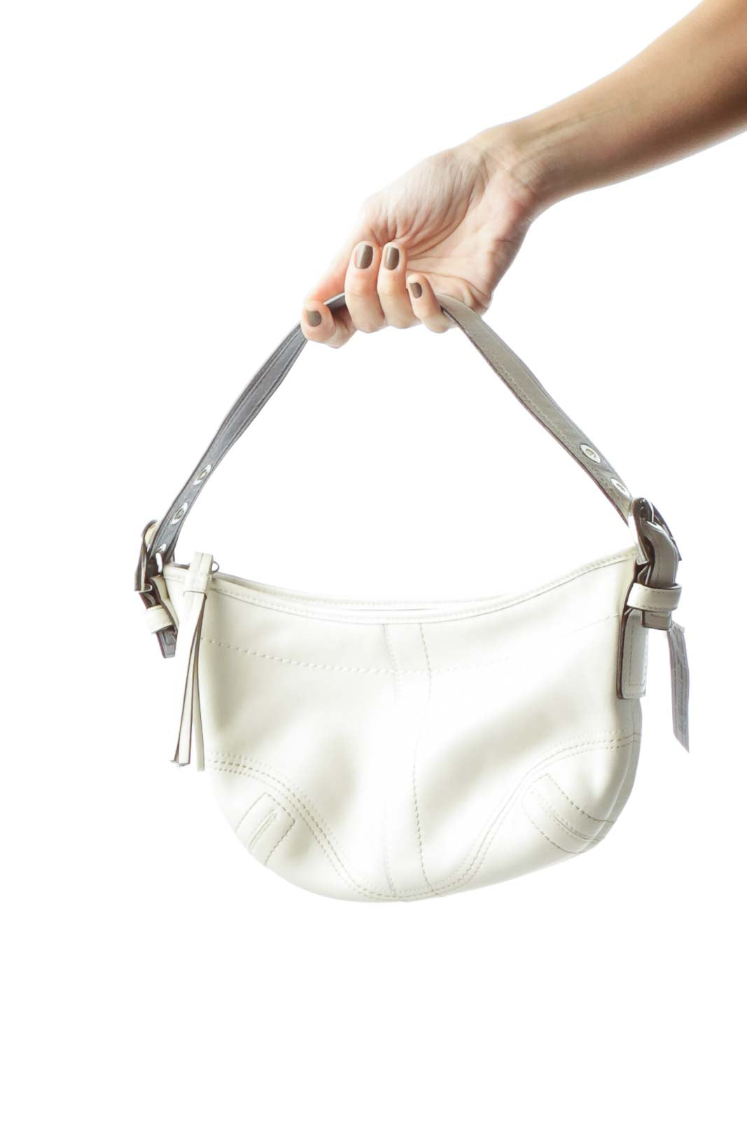 Cream Buckle Hardware Shoulder Bag