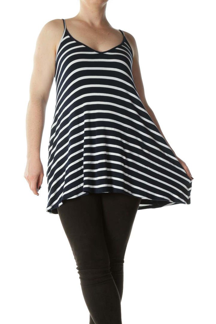 Navy Striped Long Tank Top