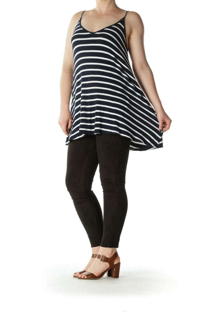 Navy Striped Long Tank Top