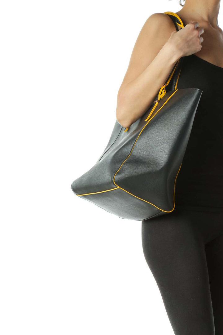 Black and Yellow Rose Gold Buckle Bag