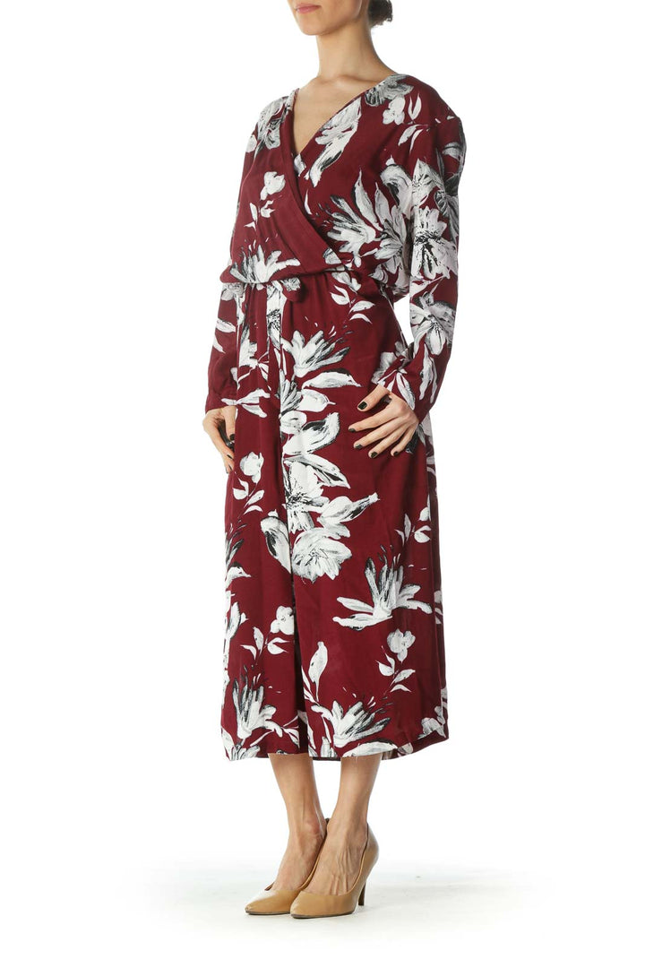 New Red Black and White Floral Dress