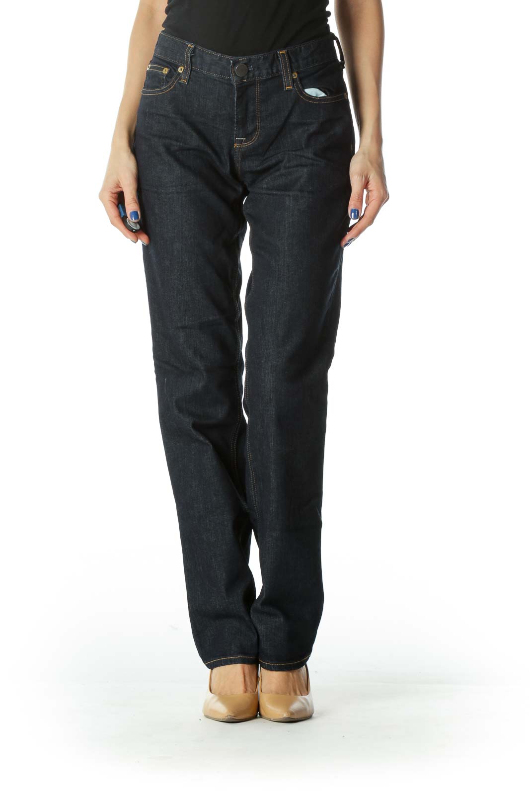Blue High-Waisted Denim Jean