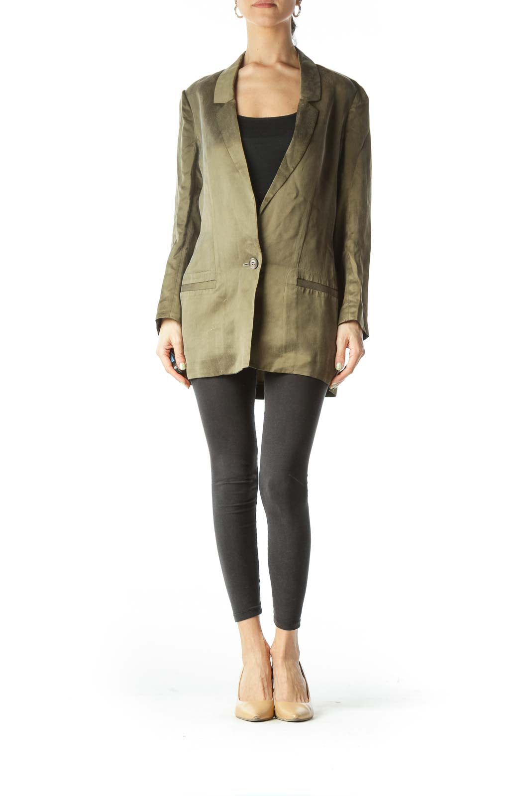 Green Designer Cupro Blazer