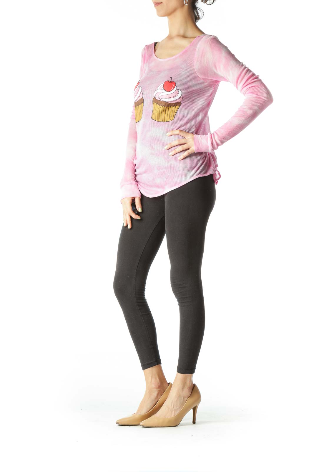 Pink Cupcakes Print Light Long Sleeve Top