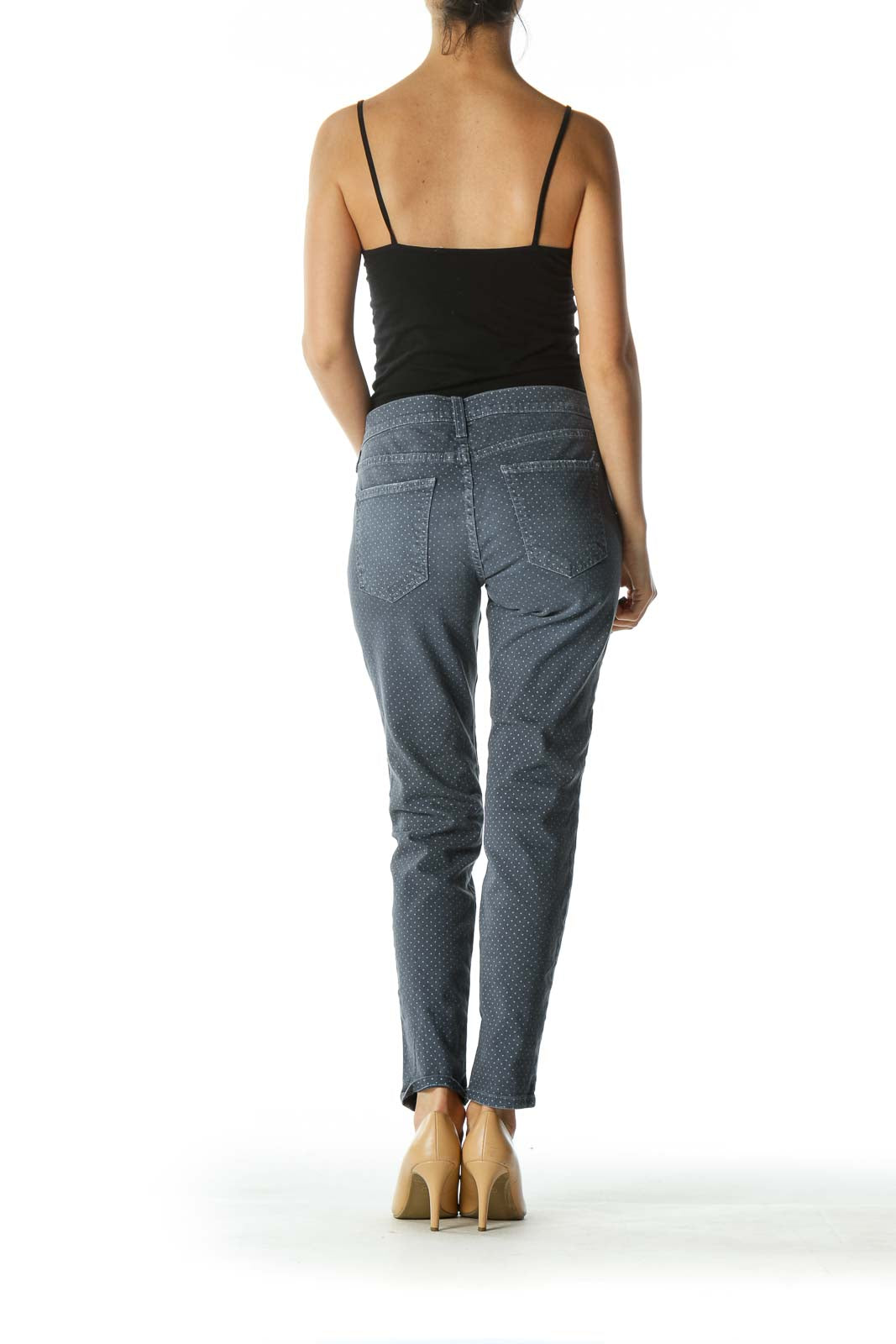 Blue Polka-Dot Skinny Denim