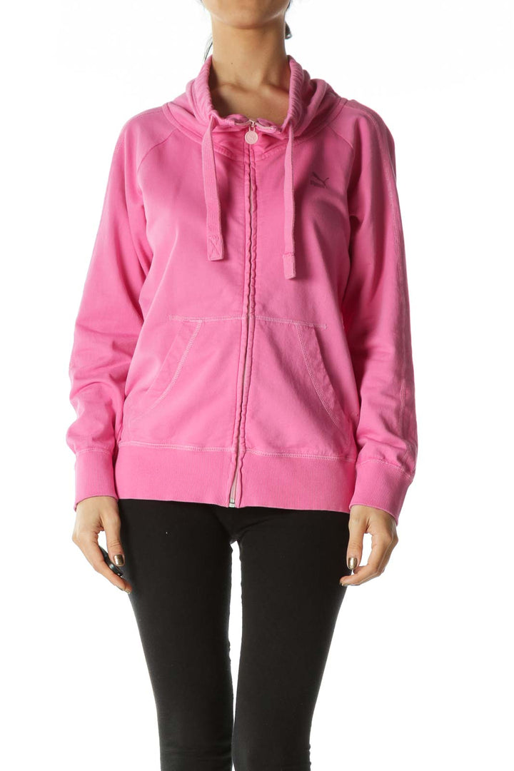 Pink Mock Neck Cotton Jacket