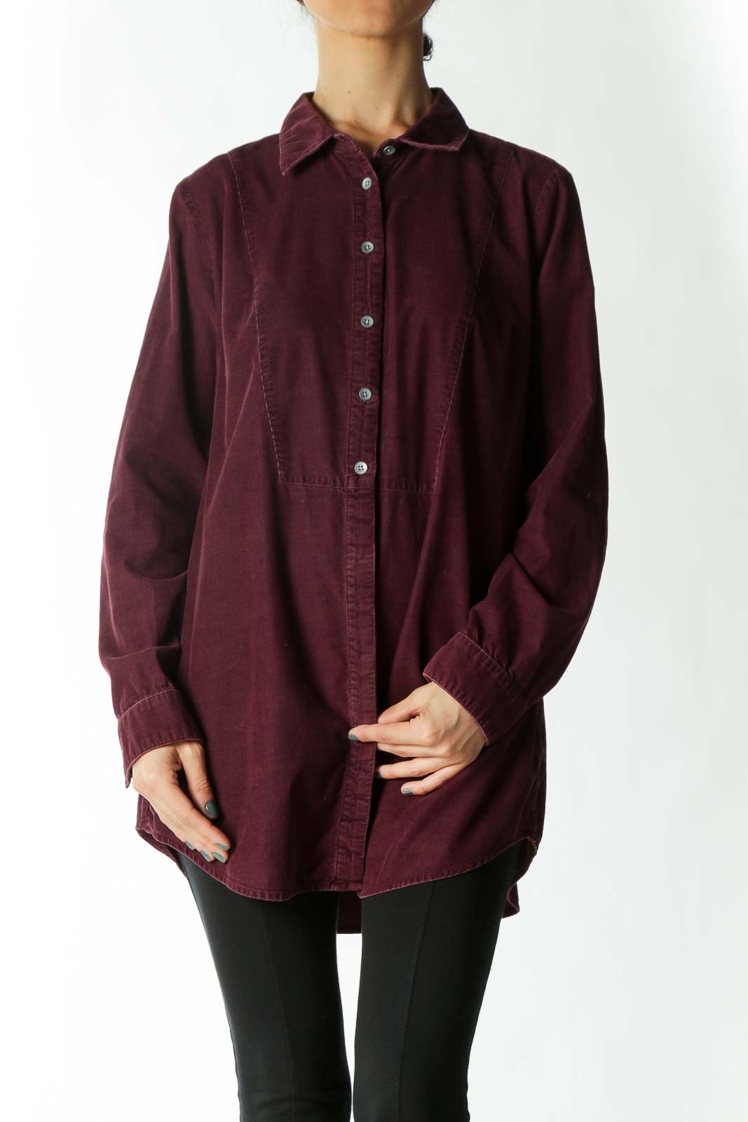 Purple Corduroy Button-Down Shirt