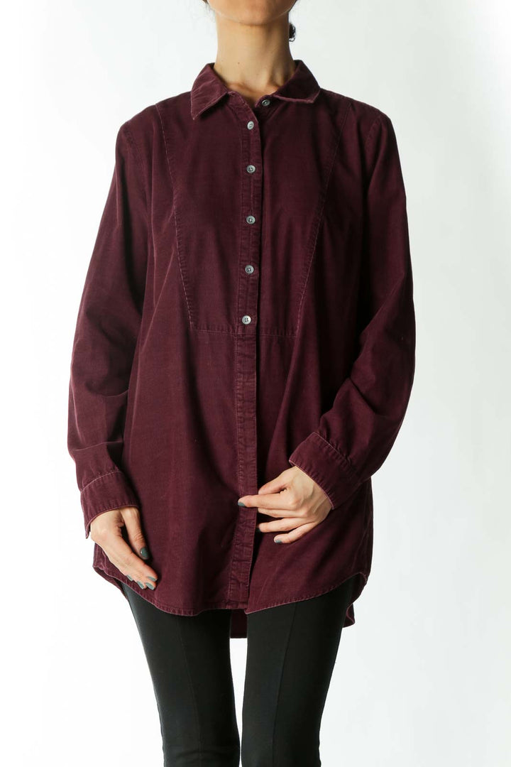 Purple Corduroy Button-Down Shirt
