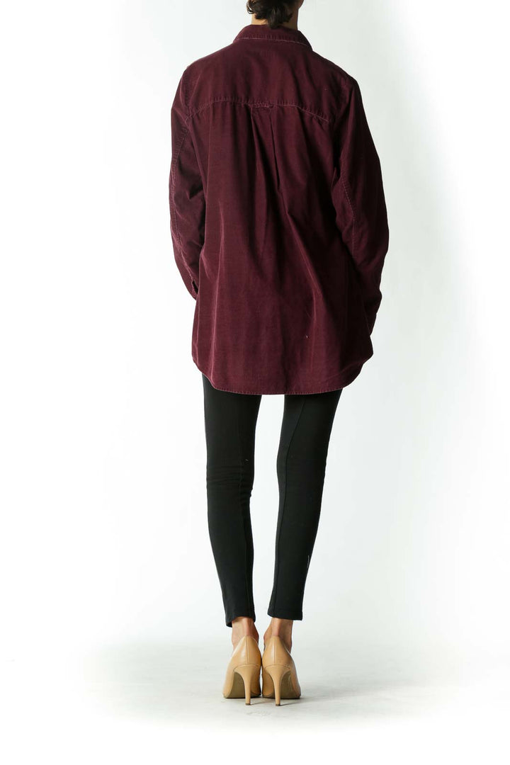 Purple Corduroy Button-Down Shirt