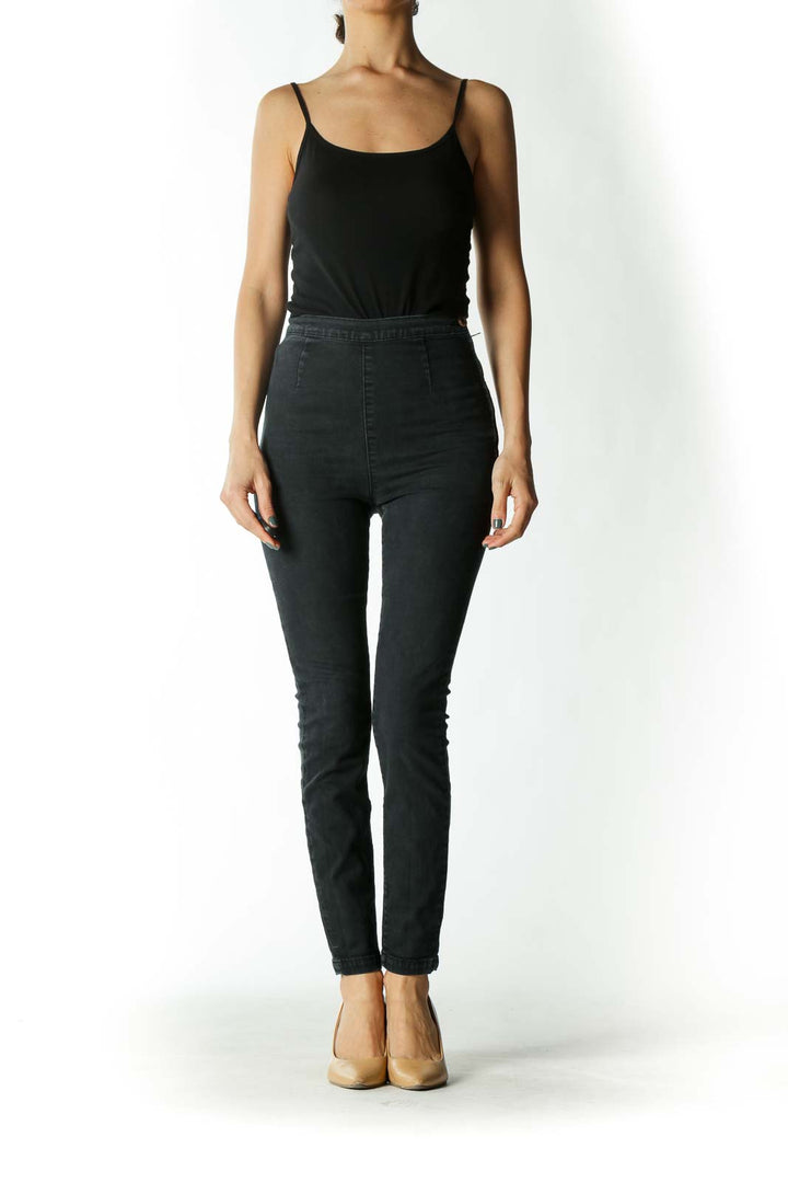 Charcoal Slip-On High-Rise Skinny Jeans