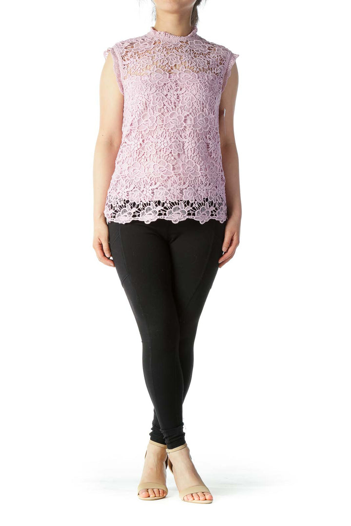 Pink Lace Sleeveless Top