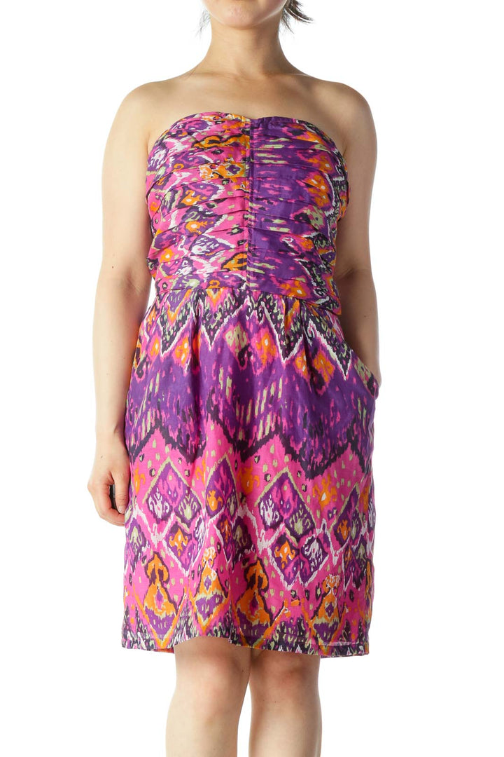 Multicolor Patterned Cocktail Dress