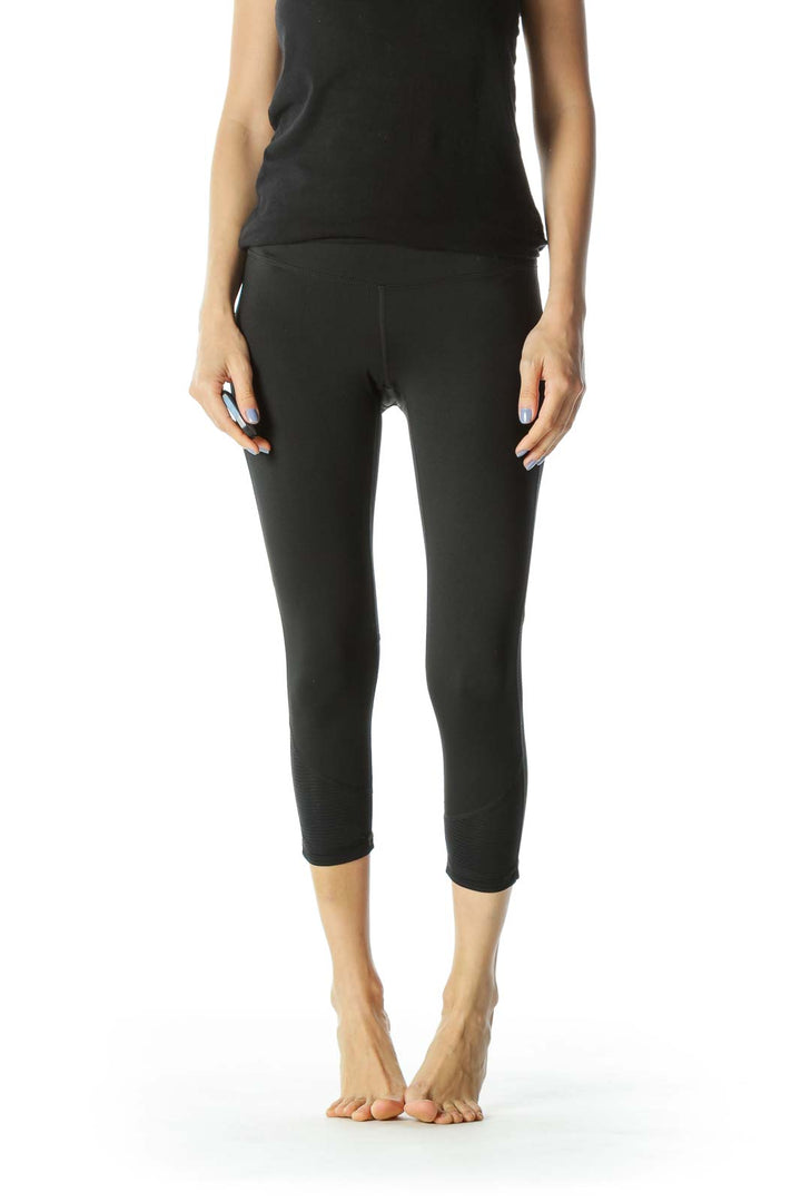 Black Stretch Sheer Leg Detail Activewear Leggings