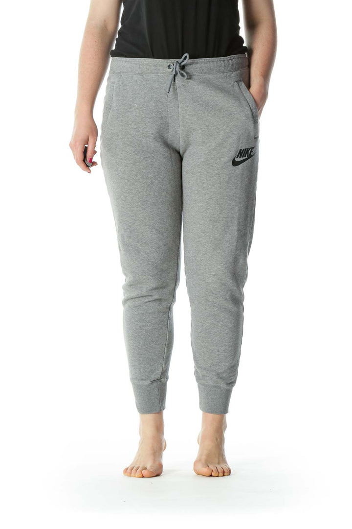 Gray Logo Pocketed Sweat Pants