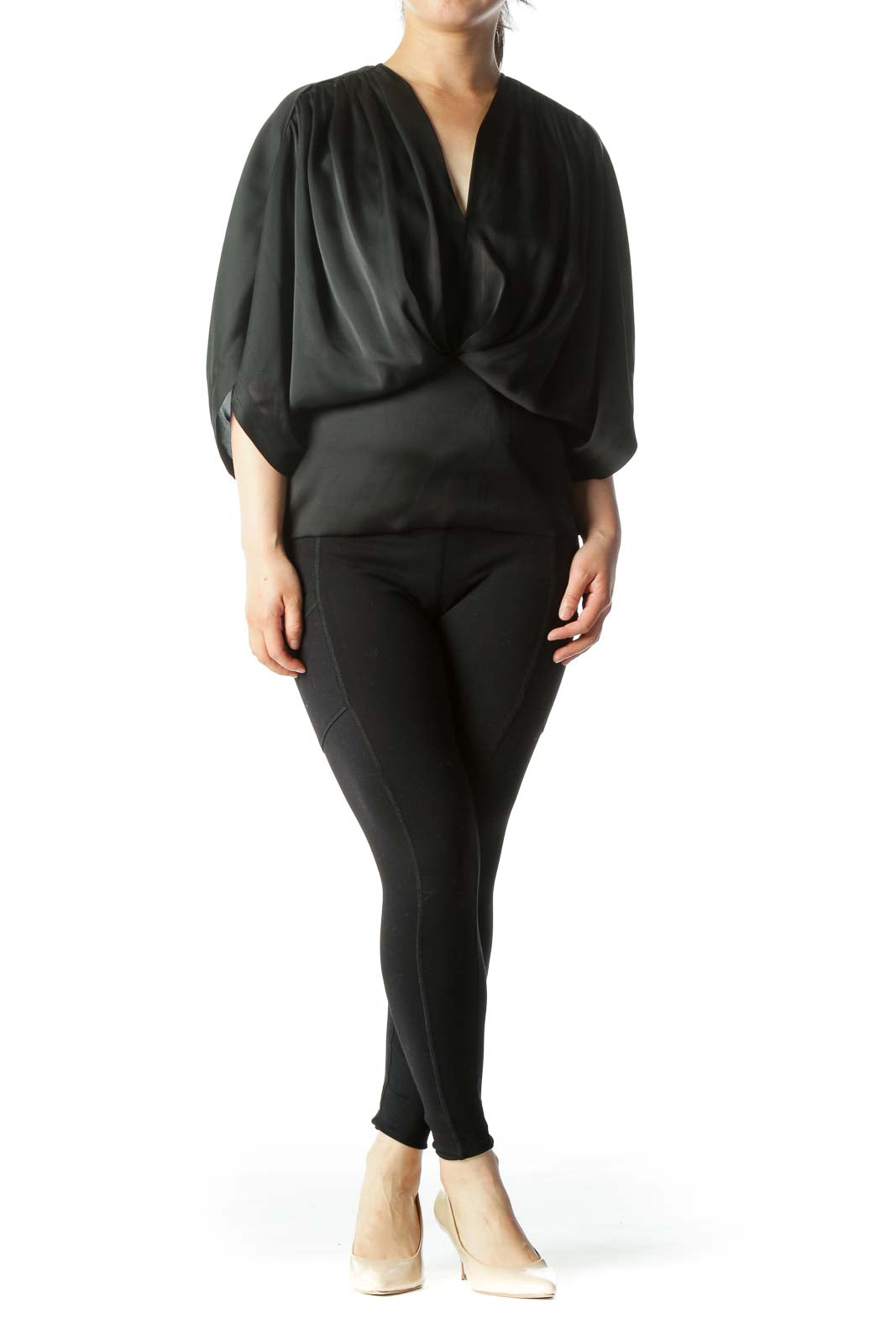 Black Bat-Sleeve Top