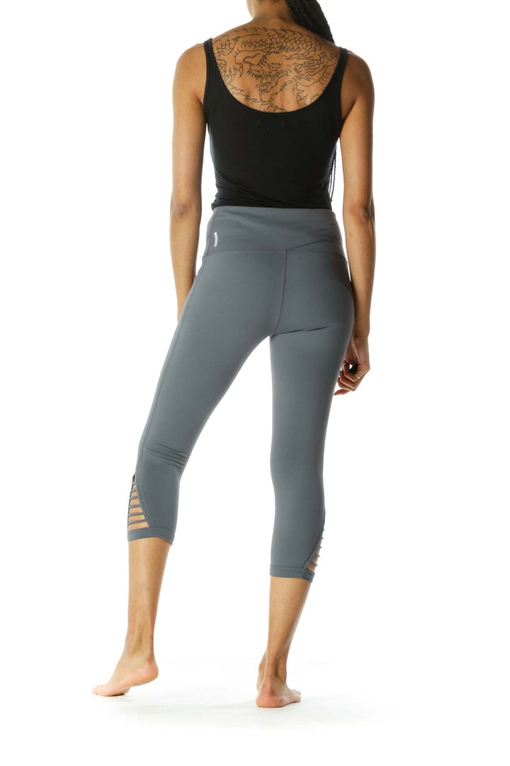 Gray Side-Detailed Cropped Legging