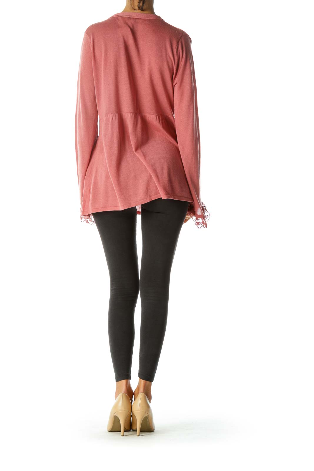 Pink Lace Buttoned Cardigan