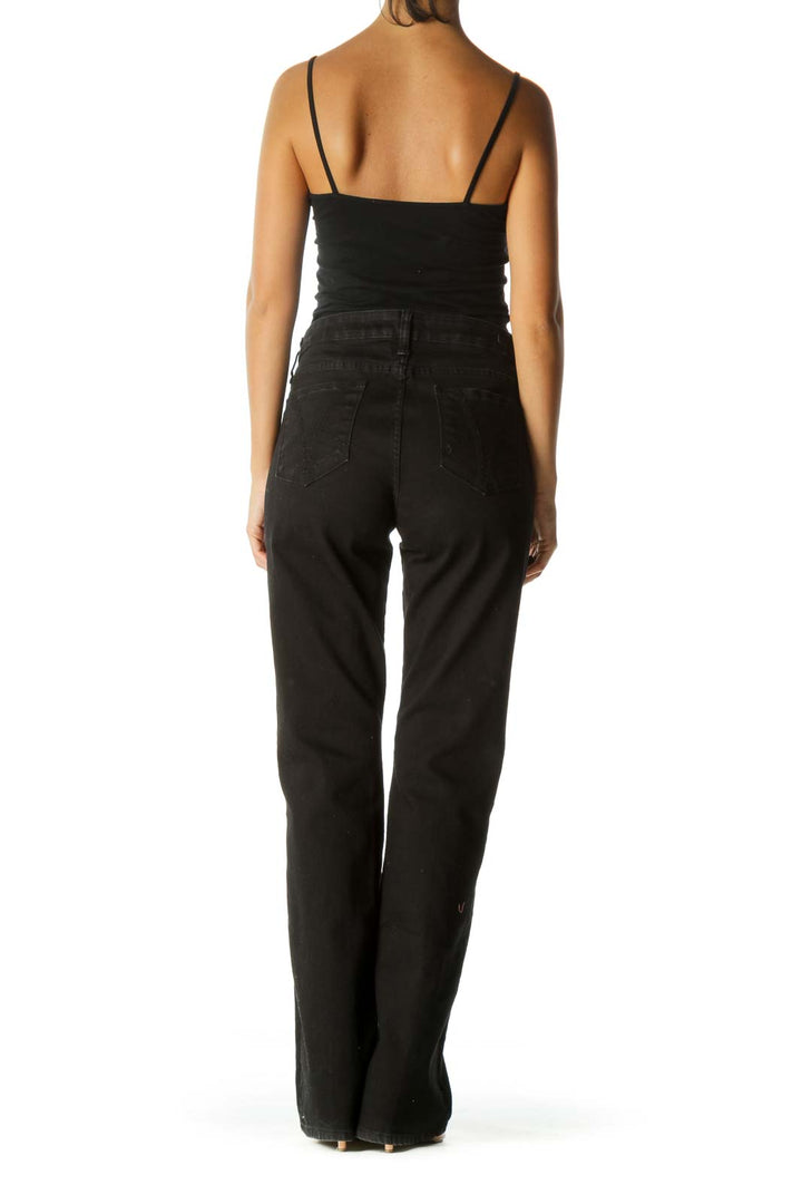 Black Low-Rise Boot-cut Denim Jeans