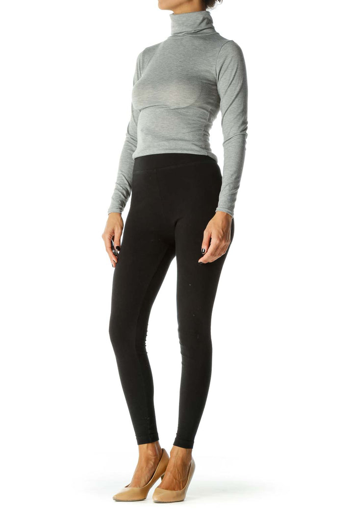 Gray Turtle-Neck Long-Sleeve Bodysuit