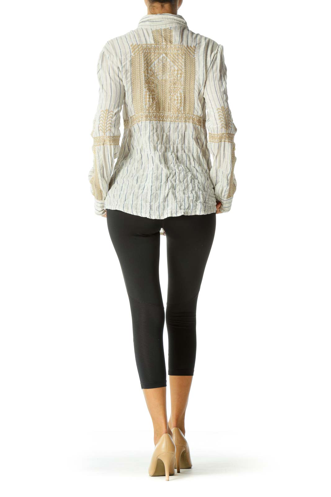 Beige Embroidered Cotton Shirt