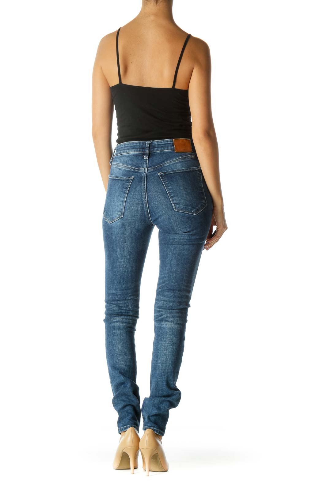 Blue Medium Wash Stretch Skinny Denim Jeans (Regular)
