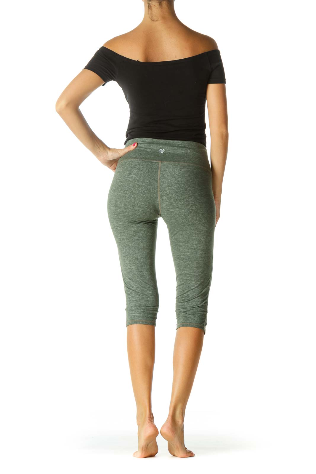 Green Stretch Active Cropped Pants