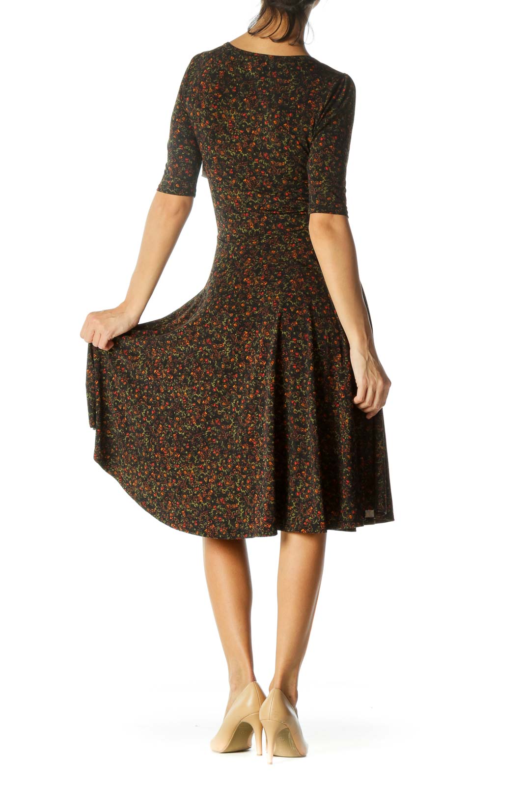 Black&Red Floral A-Line Mini Dress