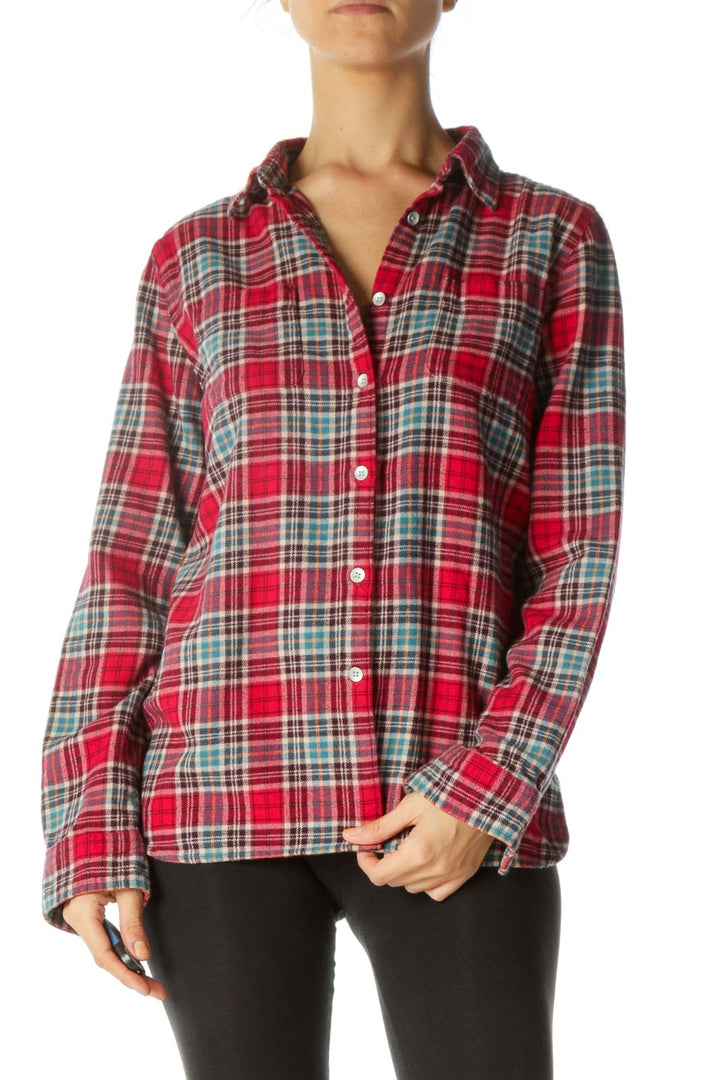 Multicolored Flannel Pocketed Buttoned Shirt