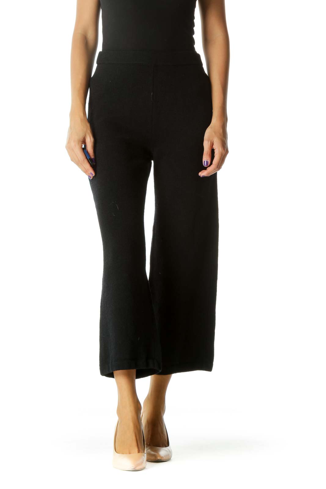 Dark Navy Wide Leg Knit Pant