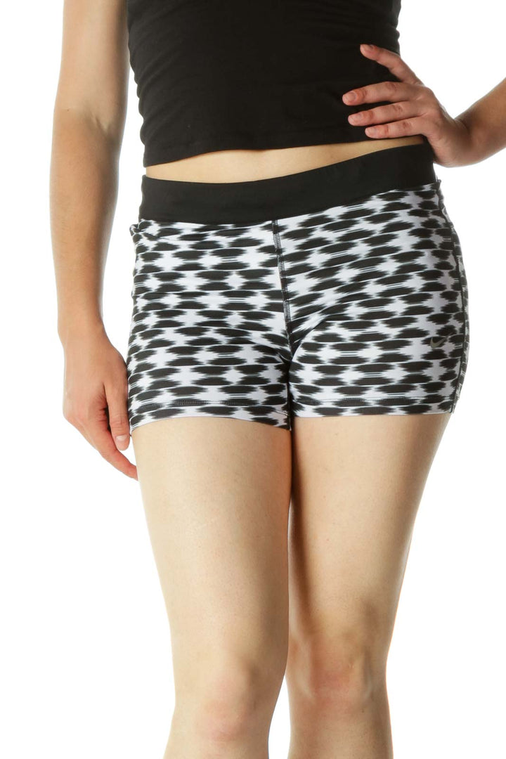 Black & White Elastic Band Pocketed Sports Short