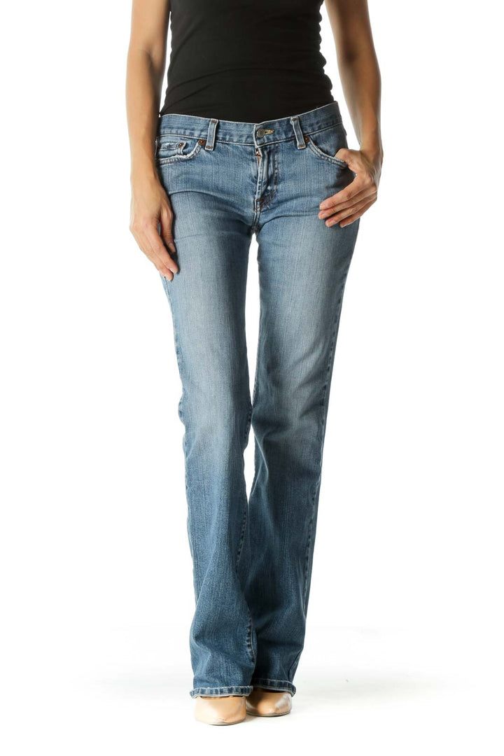 Blue Medium Wash Flared Jeans