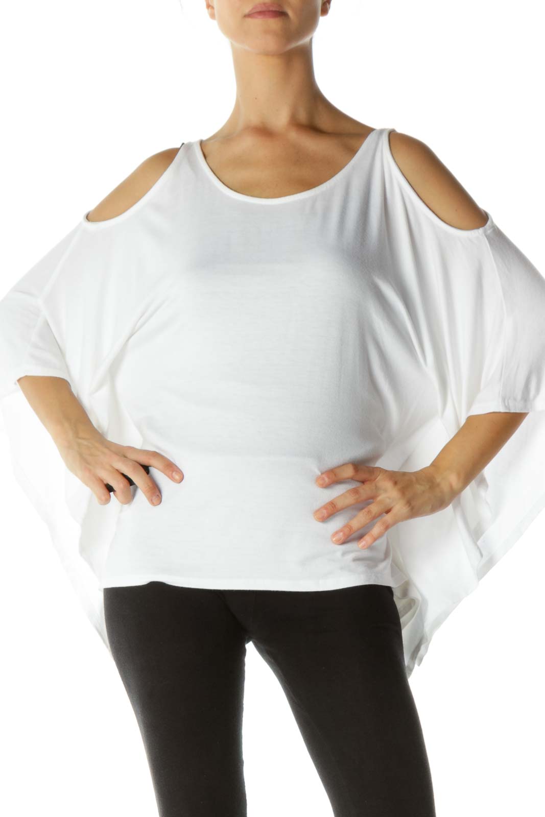 White Oversized Cold Shoulder Shirt