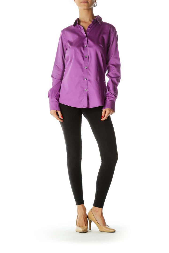 Purple Button-Down Blouse