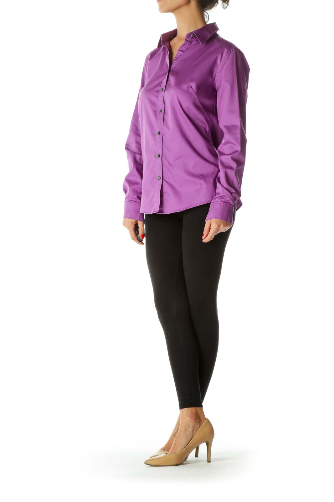 Purple Button-Down Blouse
