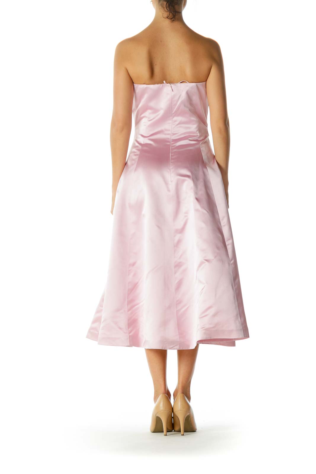 Pink Silk Strapless Evening Dress