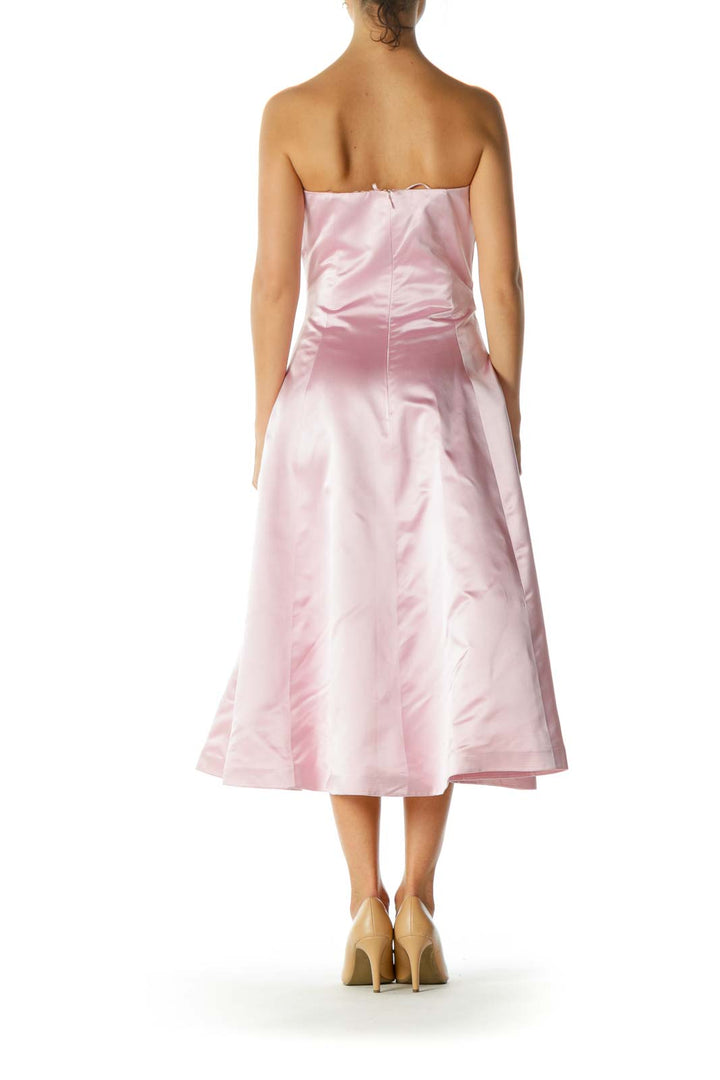 Pink Silk Strapless Evening Dress