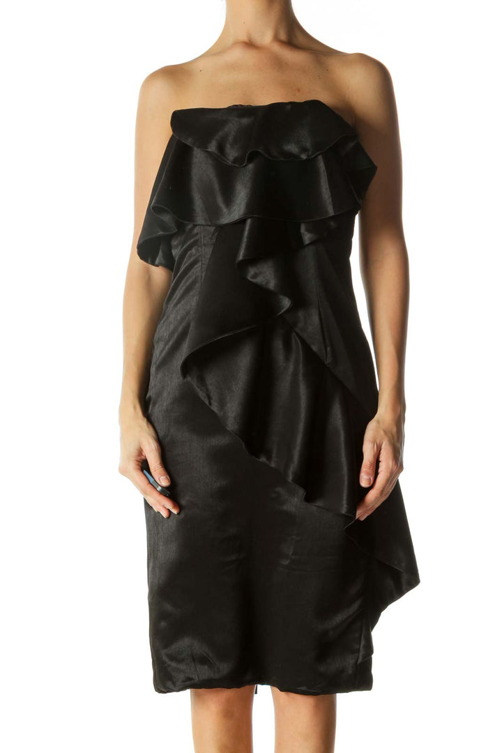 Black Ruffled Strapless Dress