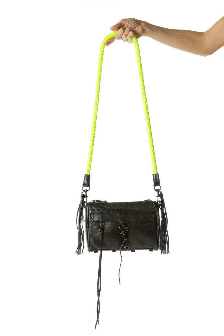 Black & Neon Yellow Leather With Black Hardware Mini MAC bag