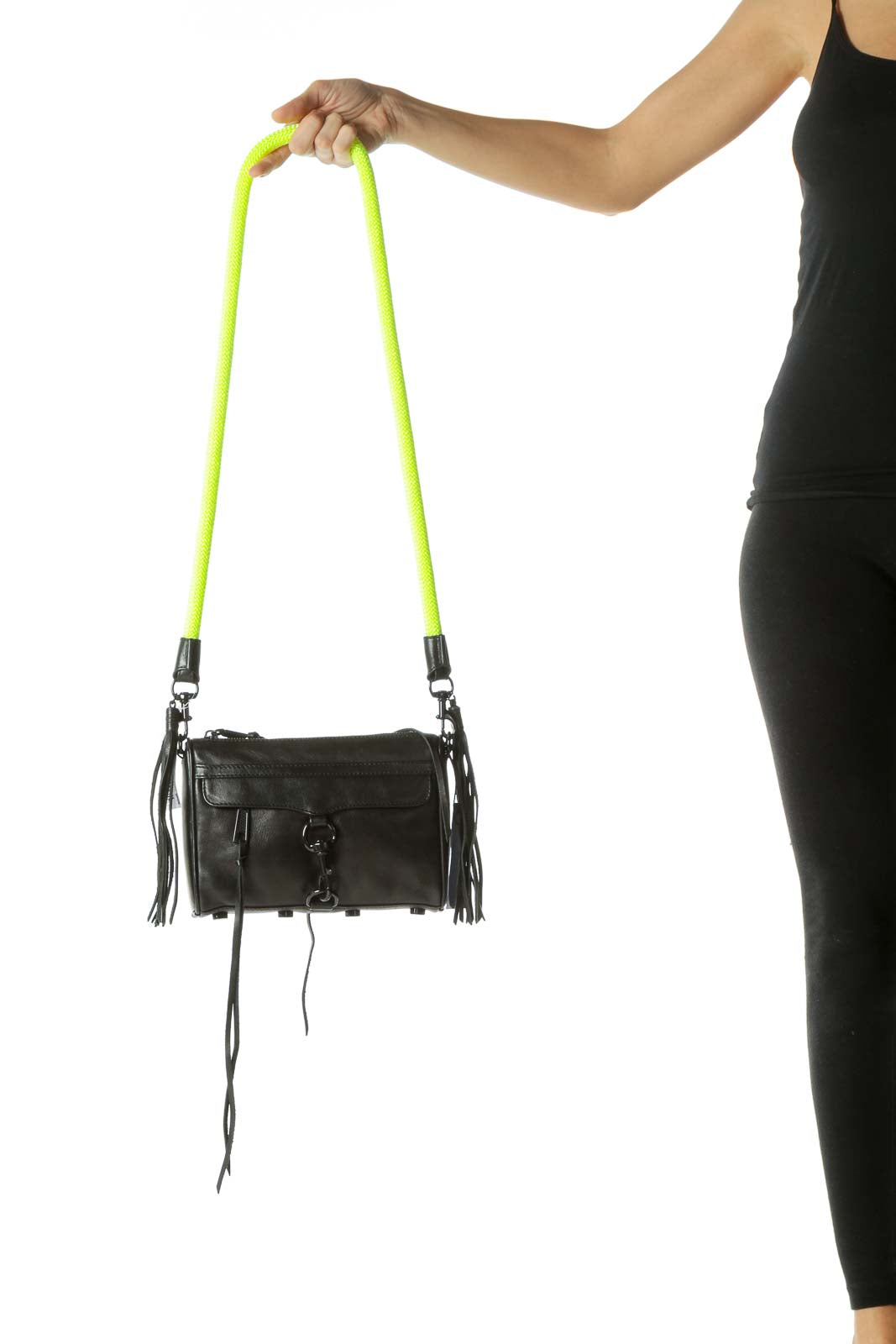Black & Neon Yellow Leather With Black Hardware Mini MAC bag