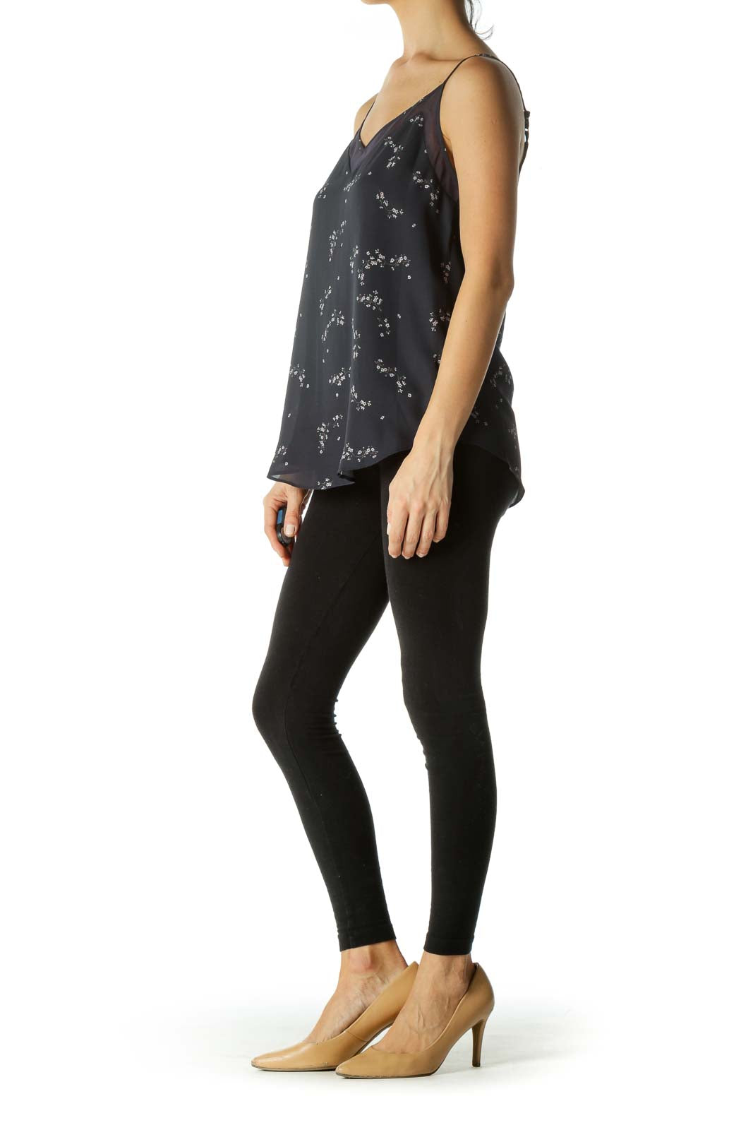 Navy Sheer Floral Cami Top