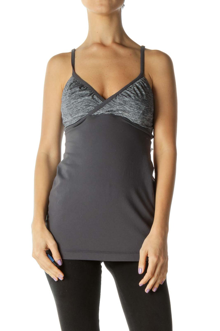 Gray Spaghetti Strap Activewear Tank Top