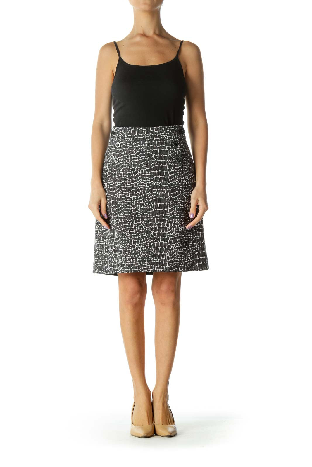 Black White Pattern A-Line SKirt