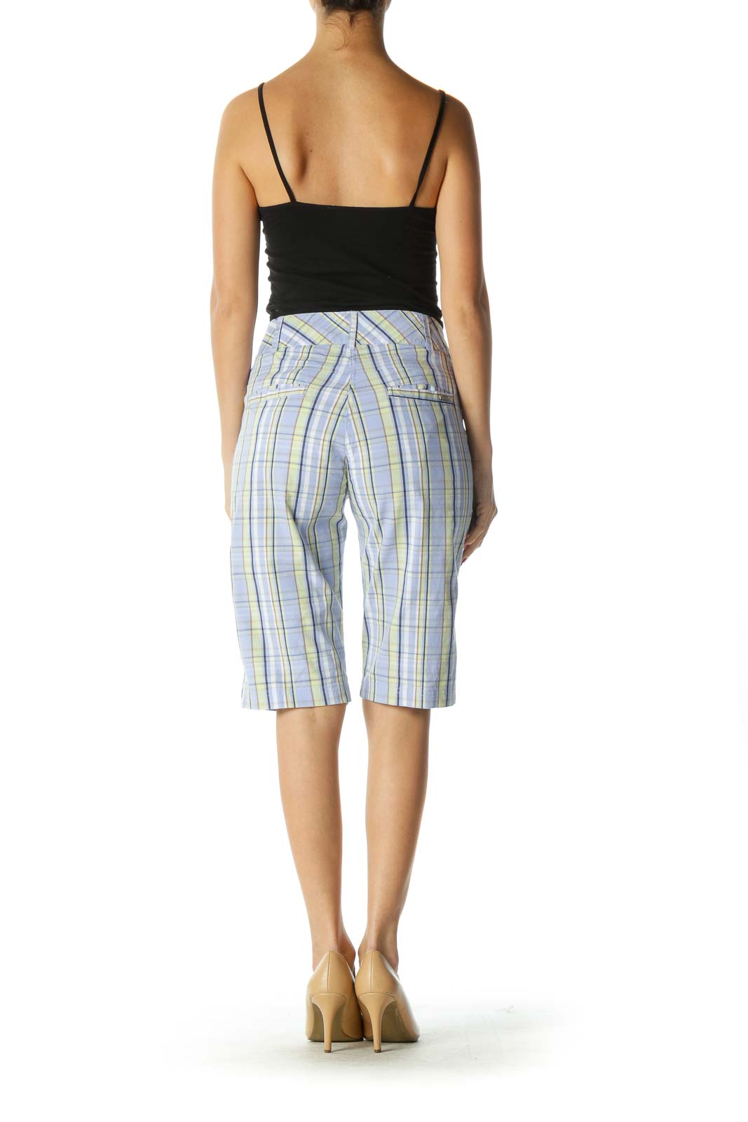 Blue Brown Yellow Plaid Golf Shorts