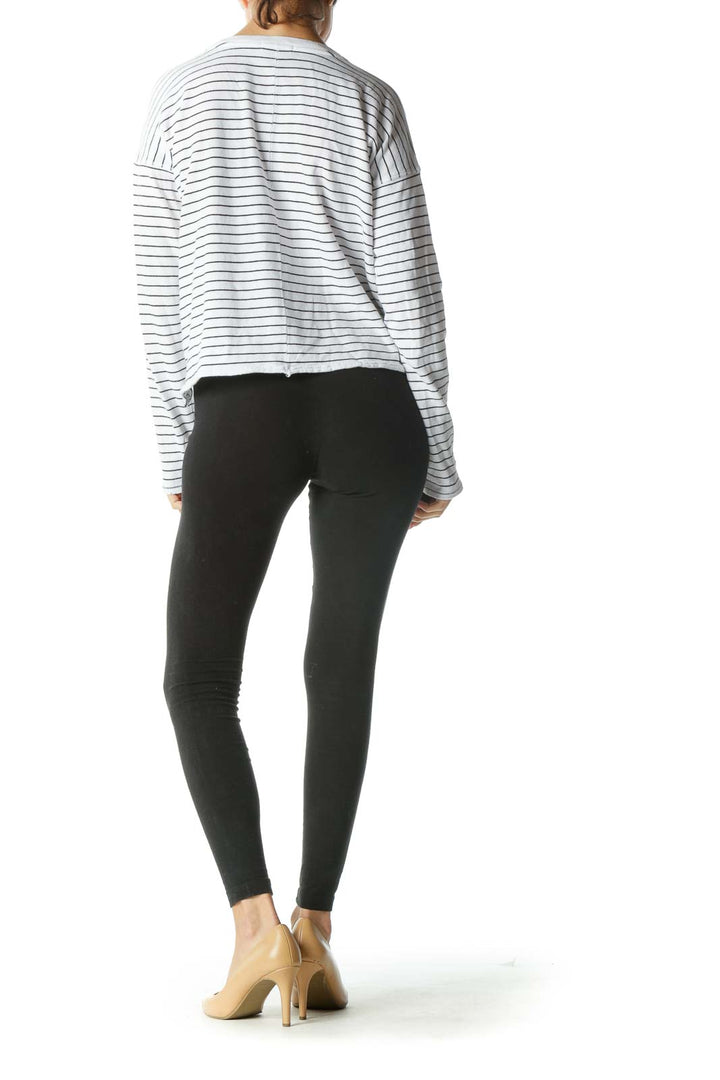 White Black Striped Long Sleeve Top