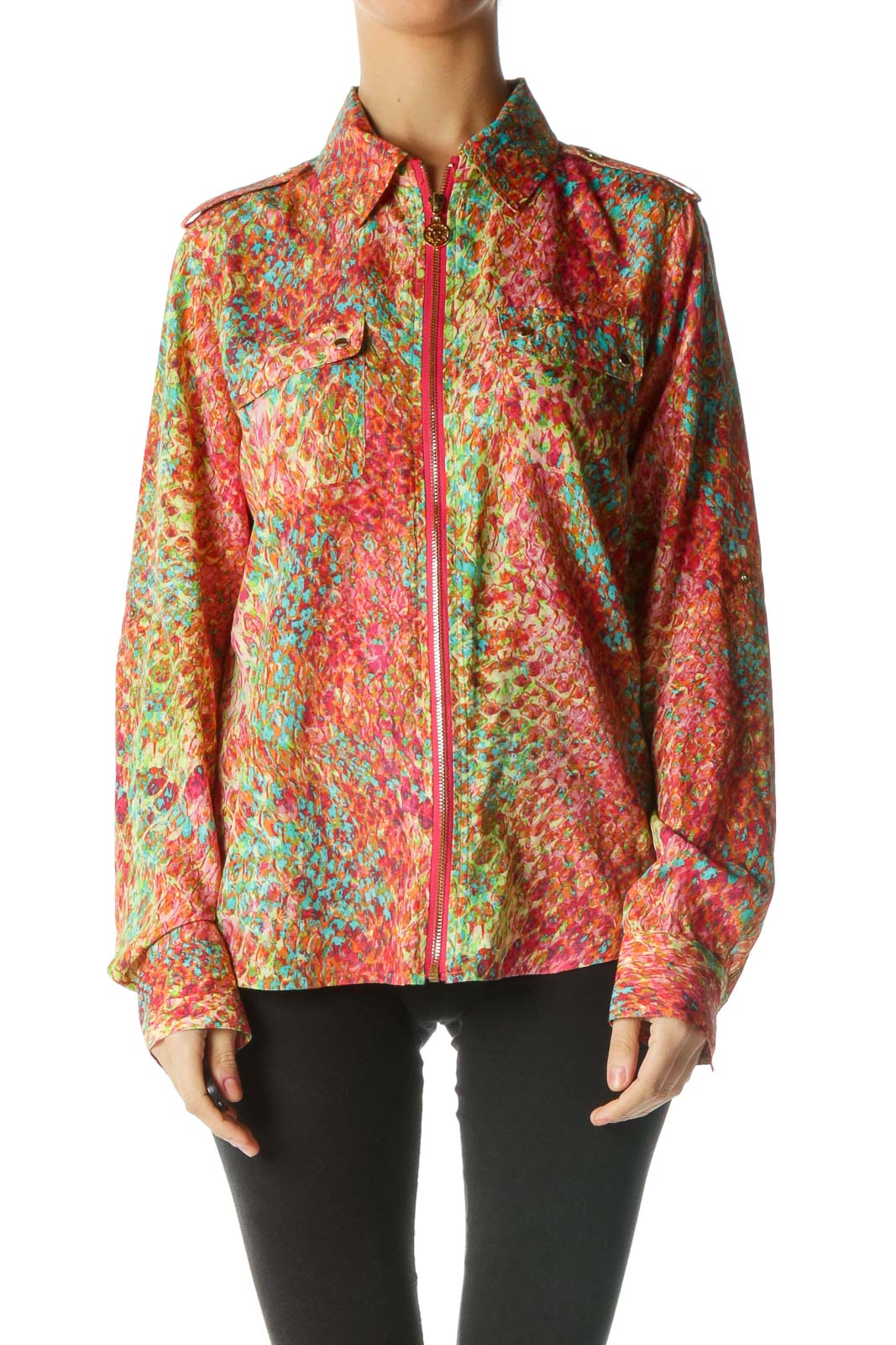 Multicolored Gold Zippered Shirt