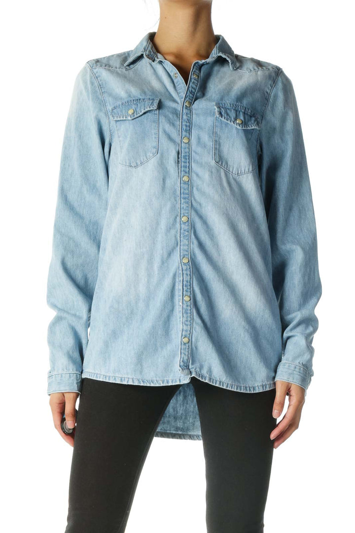 Blue 100% Cotton Denim Shirt