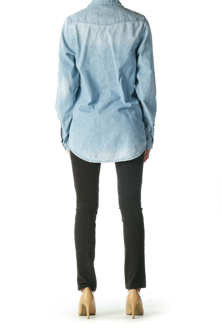 Blue 100% Cotton Denim Shirt