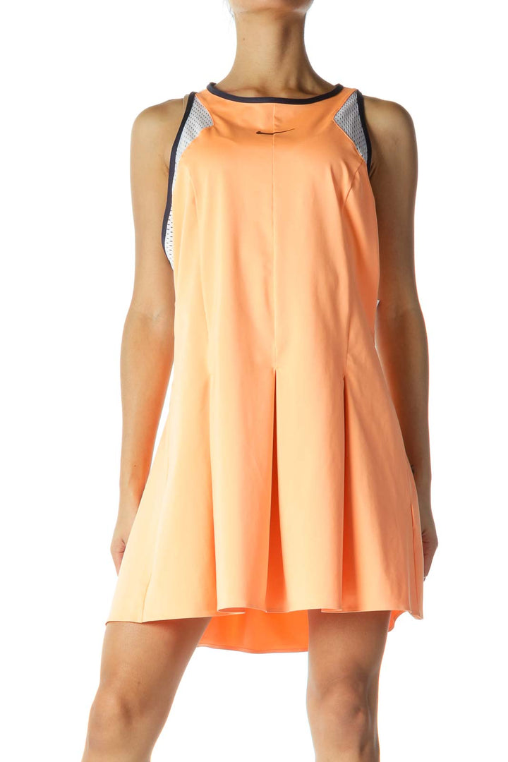 Orange and White Pleated Tennis Dress